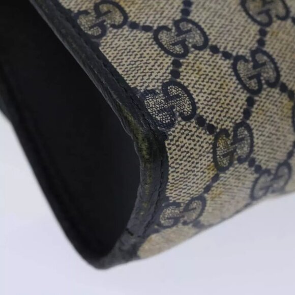 GUCCI GG Supreme Sherry Line Clutch Bag PVC Navy Red 89 01 030 Auth - Picture 8 of 13
